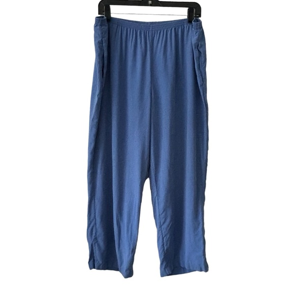 Go Silk washable silk pants women's plus sz 1X blue elastic waist comform relax - Picture 2 of 11